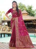 Sattin Silk Pink Wedding Wear Weaving Saree